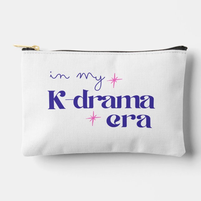 Kdrama Era Typography White Minimalistic Cosmetic Accessory Pouch (Front)