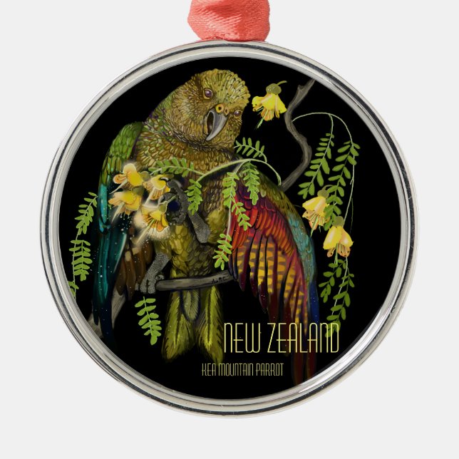 Kea New Zealand Mountain Parrot  Metal Tree Decoration (Front)