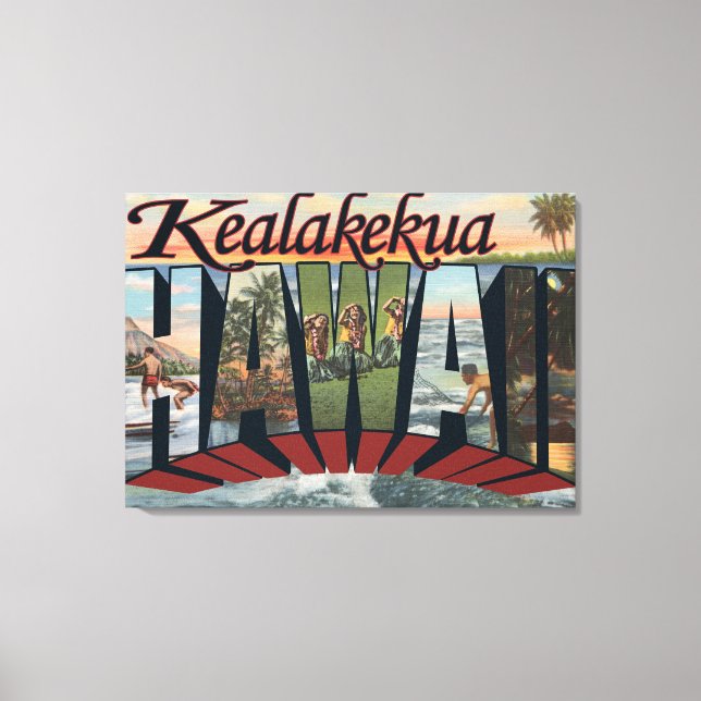Kealakekua, Hawaii - Large Letter Scenes Canvas Print (Front)