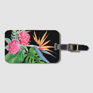 Kealani (Black) Hawaii Flower Arrangement Luggage Tag