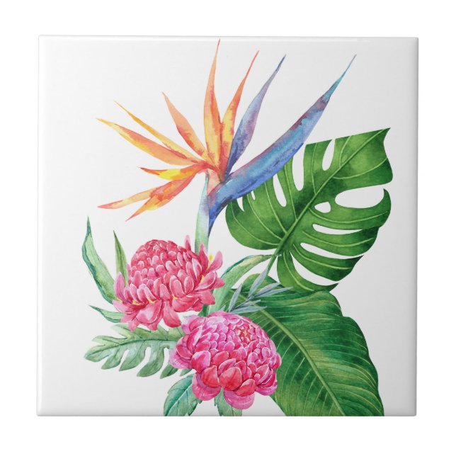 Kealoha- (White) Hawaiian Flower Arrangement Tile (Front)