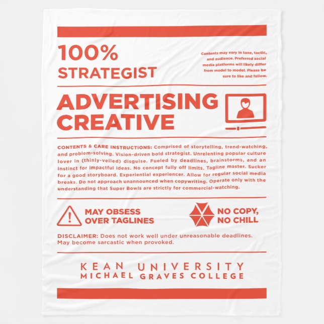 Kean MGC Advertising Care Label Fleece Blanket (Front)