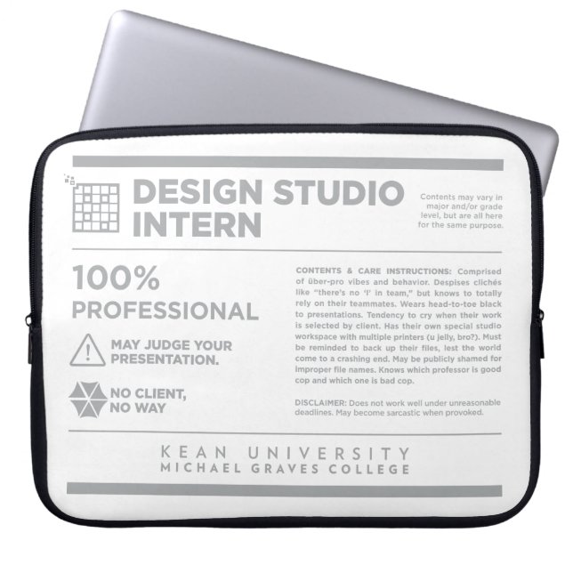 Kean MGC Design Studio Care Label Laptop Sleeve (Front)