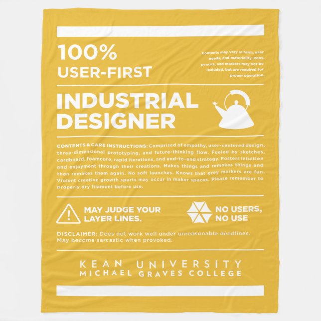 Kean MGC Industrial Design Care Label Fleece Blanket (Front)