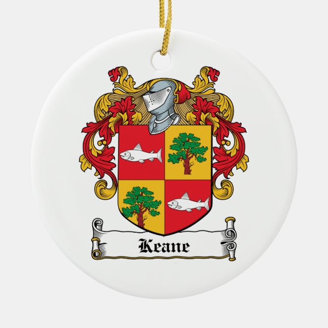 Keane Family Crest Ceramic Tree Decoration (Front)