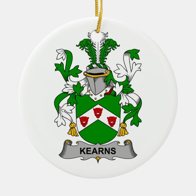 Kearns Family Crest Ceramic Tree Decoration (Front)