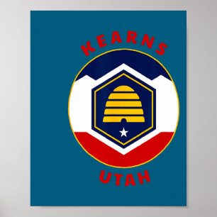 Kearns Utah New Ut Flag Beehive Vacation Souvenir Poster