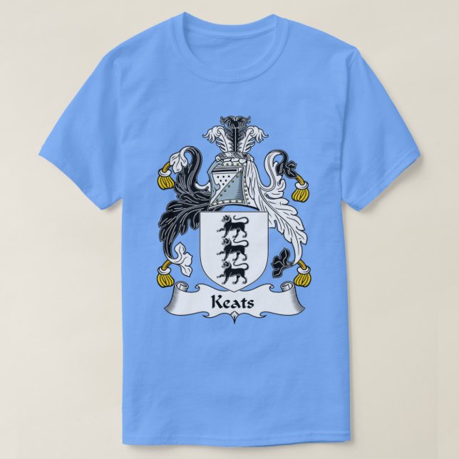 Keats Coat of Arms Family Crest  T-Shirt (Design Front)