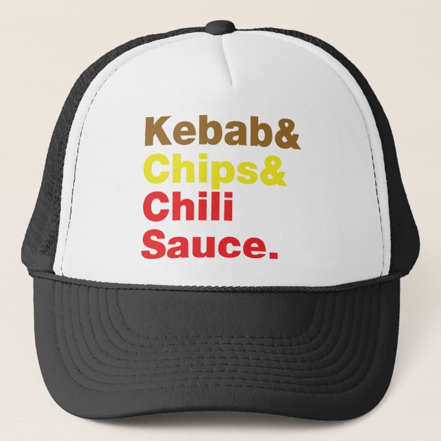 Kebab & Chips & Chili Sauce. Trucker Hat (Front)