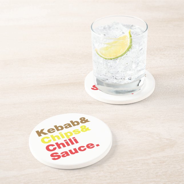 Kebab & Chips & Chilli Sauce. Coaster (Side)