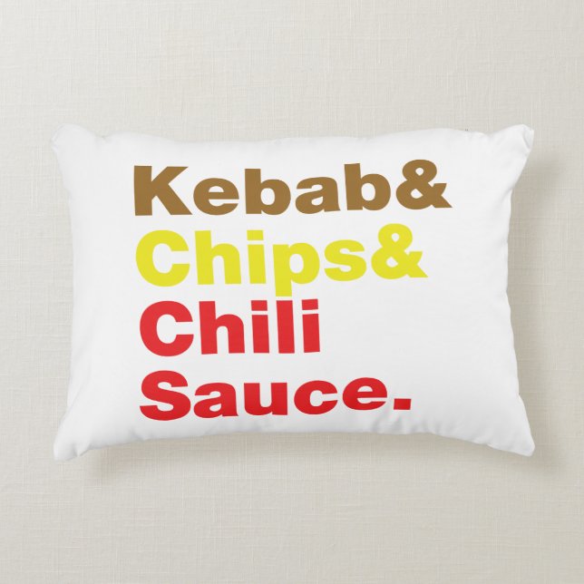 Kebab & Chips & Chilli Sauce. Decorative Cushion (Front)