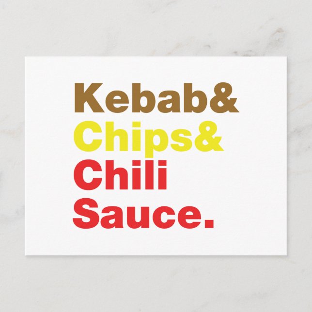 Kebab & Chips & Chilli Sauce. Postcard (Front)