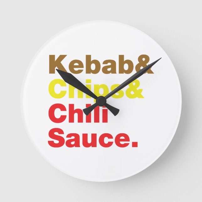 Kebab & Chips & Chilli Sauce. Round Clock (Front)