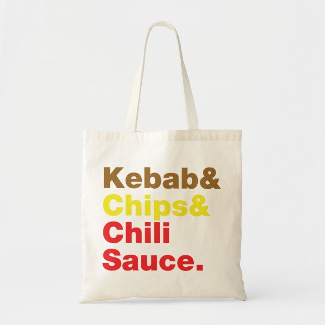 Kebab & Chips & Chilli Sauce. Tote Bag (Front)