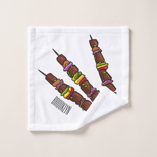 Kebab or kabob cartoon illustration bath towel set (Wash Cloth)