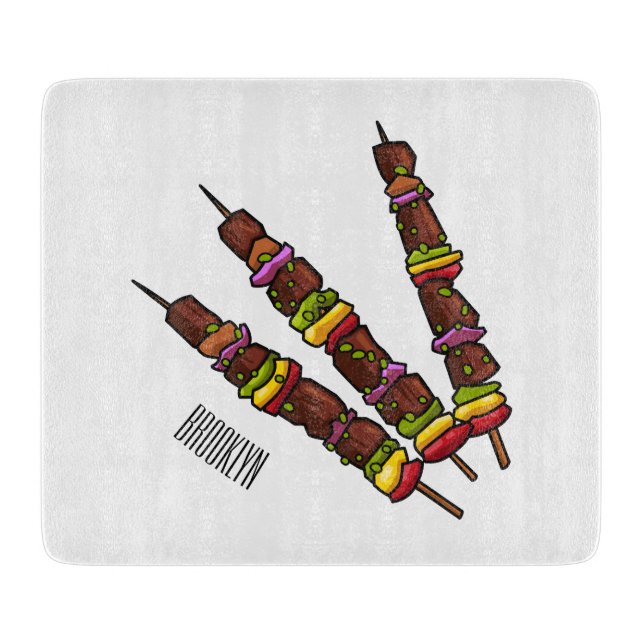 Kebab or kabob cartoon illustration cutting board (Front)