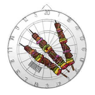 Kebab or kabob cartoon illustration dartboard