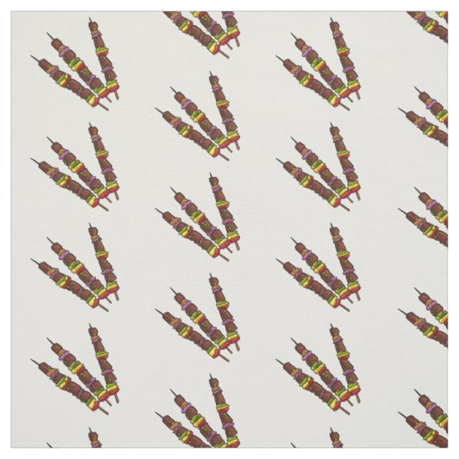 Kebab or kabob cartoon illustration fabric (Swatch)