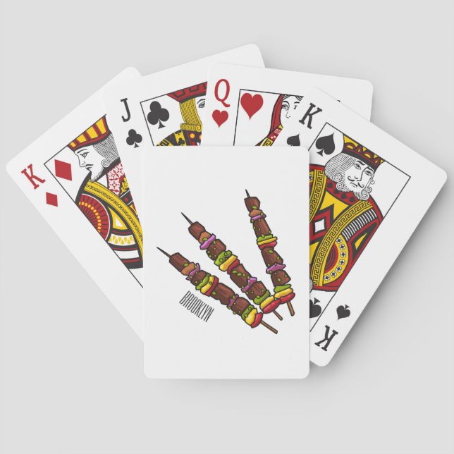 Kebab or kabob cartoon illustration playing cards (Back)