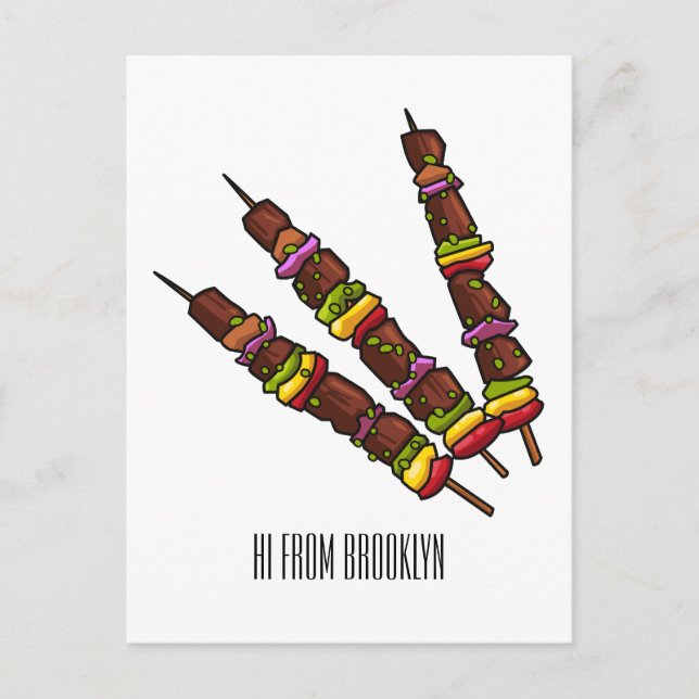 Kebab or kabob cartoon illustration postcard (Front)