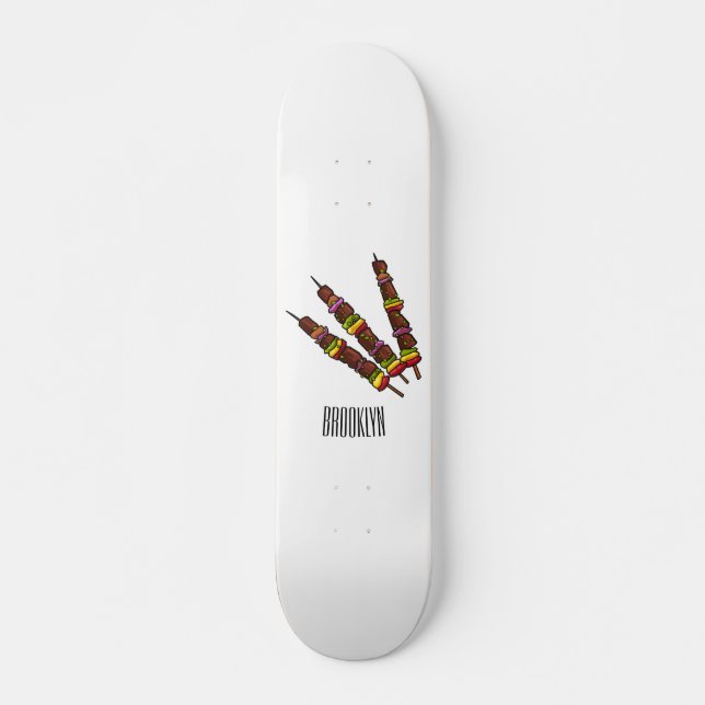 Kebab or kabob cartoon illustration skateboard (Front)