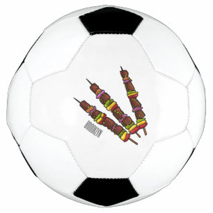 Kebab or kabob cartoon illustration soccer ball