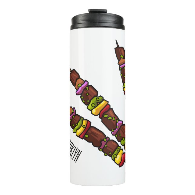 Kebab or kabob cartoon illustration thermal tumbler (Front)
