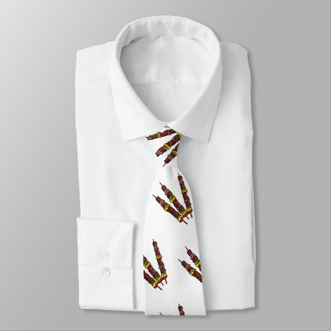 Kebab or kabob cartoon illustration tie (Tied)