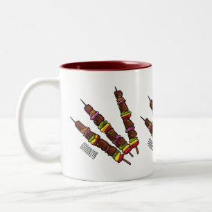 Kebab or kabob cartoon illustration Two-Tone coffee mug
