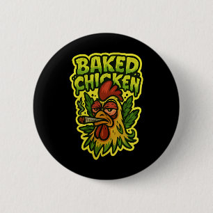 Ked Chicken Rooster Smoking Weed Stone 6 Cm Round Badge