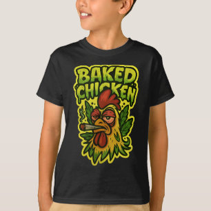 Ked Chicken Rooster Smoking Weed Stone  T-Shirt