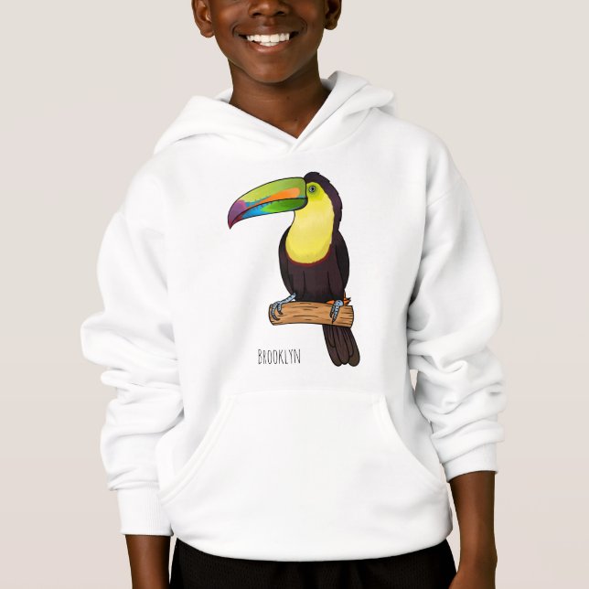 Keel-billed toucan bird cartoon illustration  (Front)