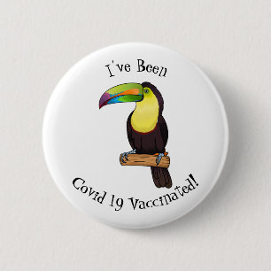 Keel-billed toucan bird cartoon illustration 6 cm round badge