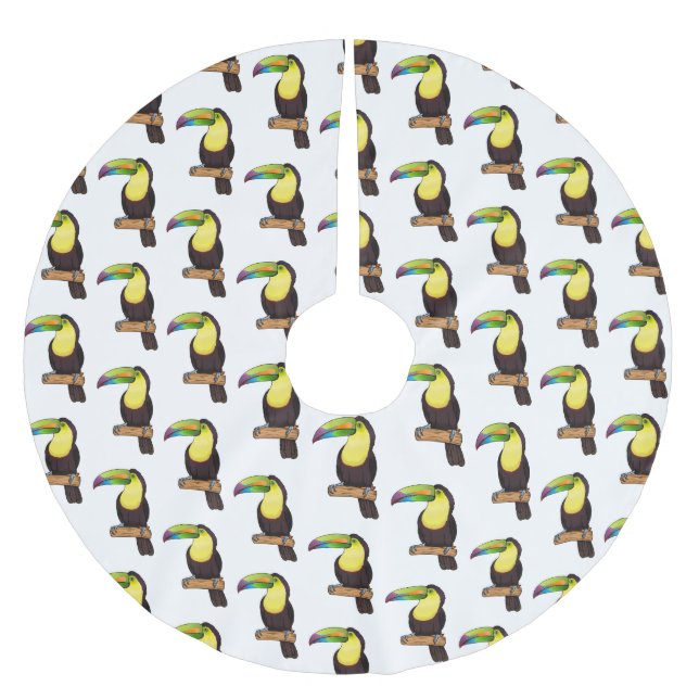Keel-billed toucan bird cartoon illustration  brushed polyester tree skirt (Front)