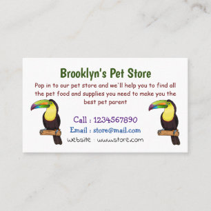 Keel-billed toucan bird cartoon illustration business card