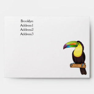 Keel-billed toucan bird cartoon illustration envelope