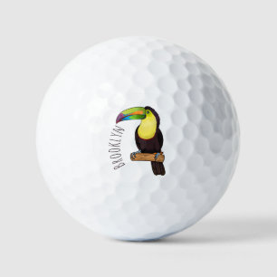 Keel-billed toucan bird cartoon illustration golf balls