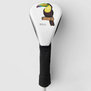 Keel-billed toucan bird cartoon illustration  golf head cover