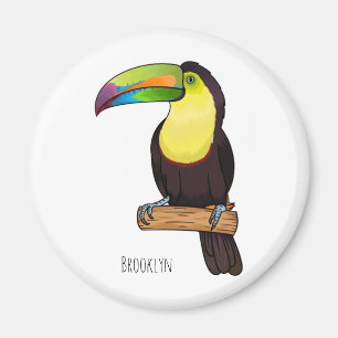 Keel-billed toucan bird cartoon illustration magnet
