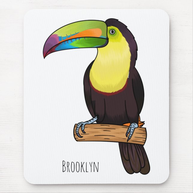 Keel-billed toucan bird cartoon illustration mouse pad (Front)