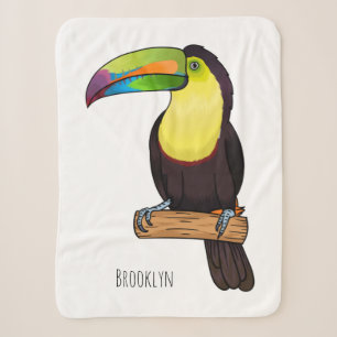 Keel-billed toucan bird cartoon illustration sherpa blanket