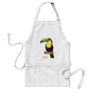Keel-billed toucan bird cartoon illustration standard apron