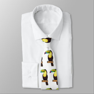 Keel-billed toucan bird cartoon illustration  tie