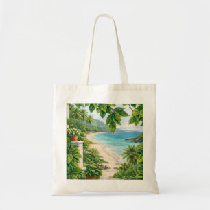 Keeling Islands Tropical Beach View Tote Bag