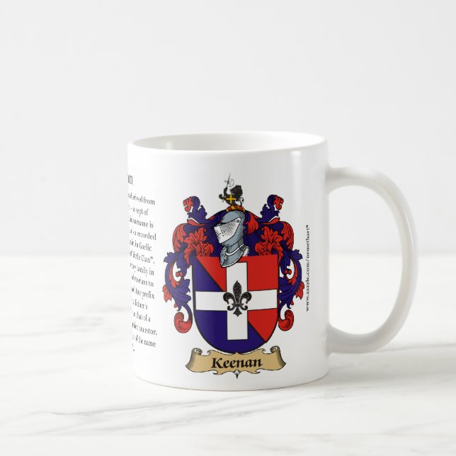 Keenan Family Coat of Arms (Crest) including the H Coffee Mug (Right)