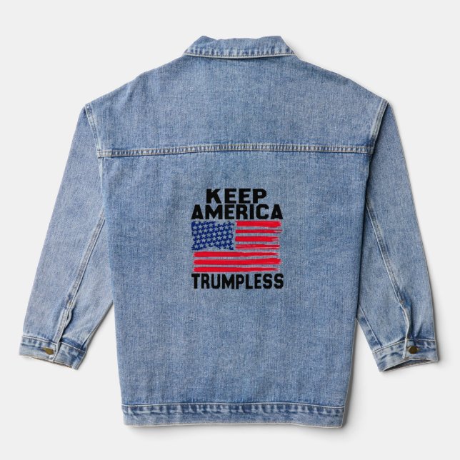 Keep america trumpless denim jacket  (Back)