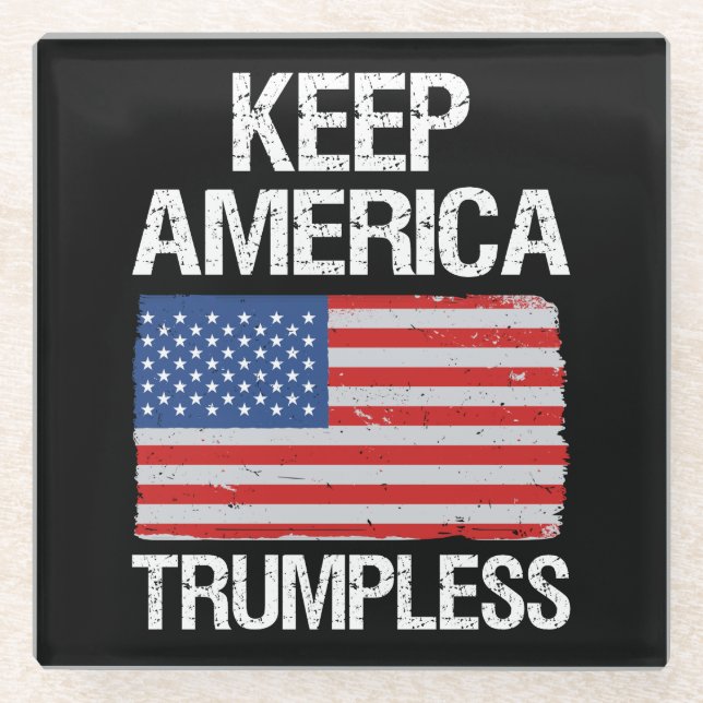 Keep America Trumpless III Glass Coaster (Front)