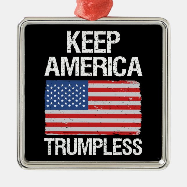 Keep America Trumpless III Metal Tree Decoration (Front)