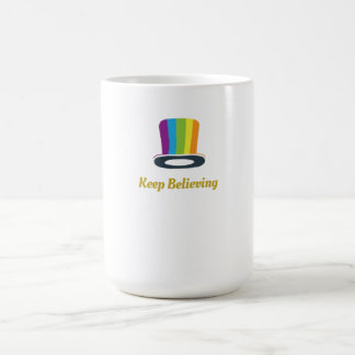 Keep Believing Rainbow Striped Top Hat Icon Coffee Mug