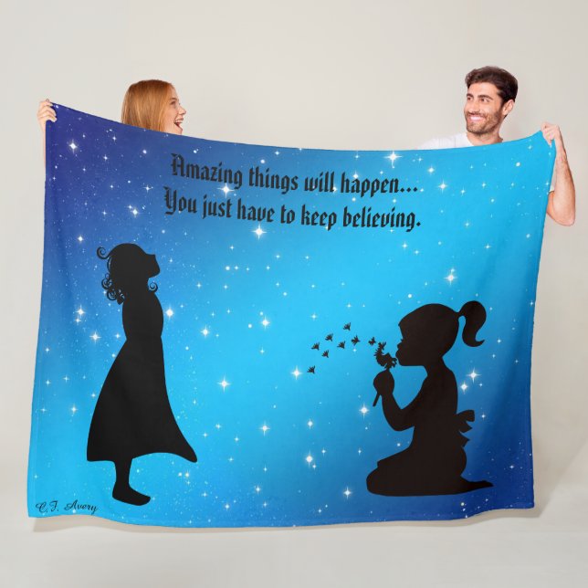 Keep Believing Starry Sky Young Girls Wishing Fleece Blanket (In Situ)